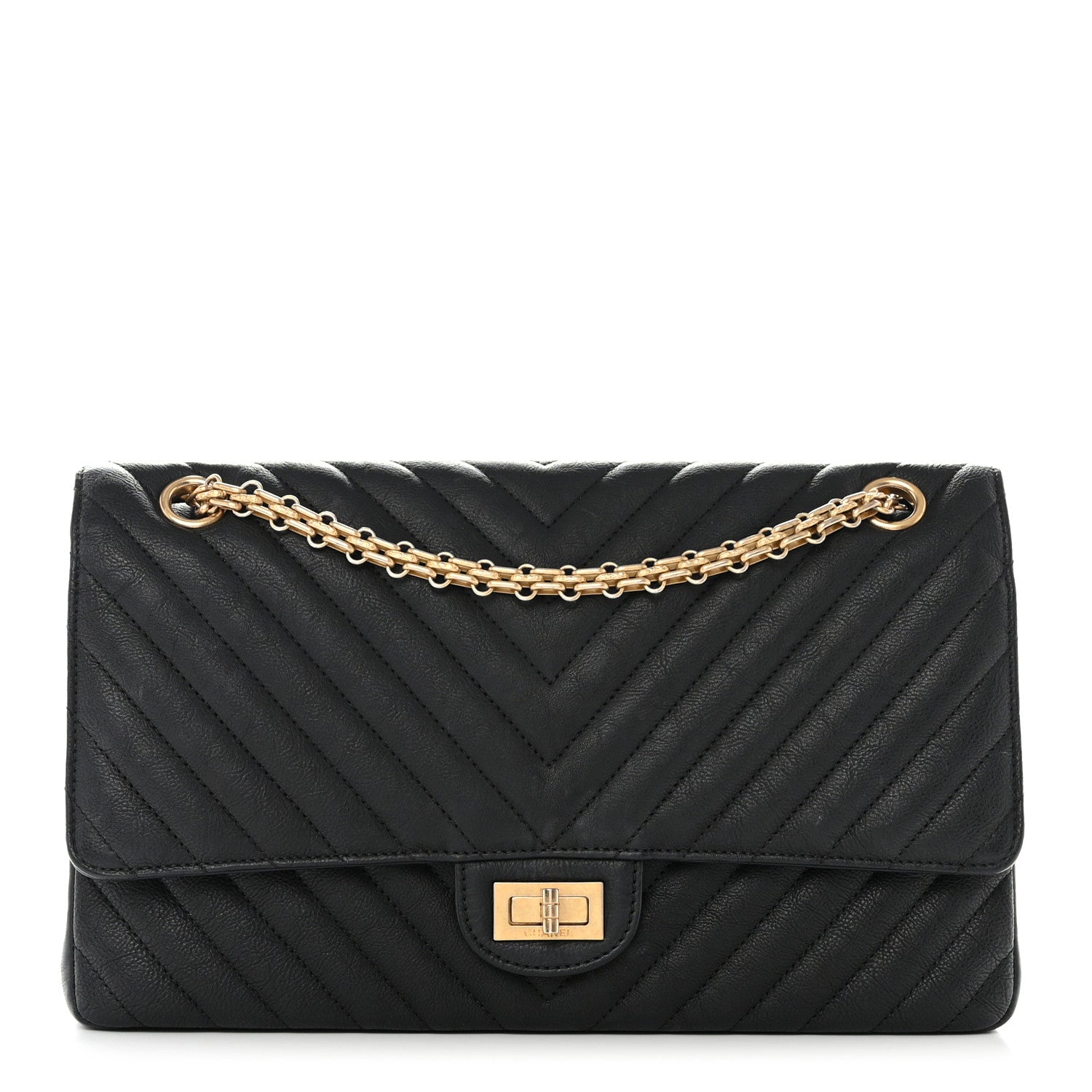 Chanel Crumpled Calfskin Chevron Quilted 2.55 Reissue 226 Black 1 of 11