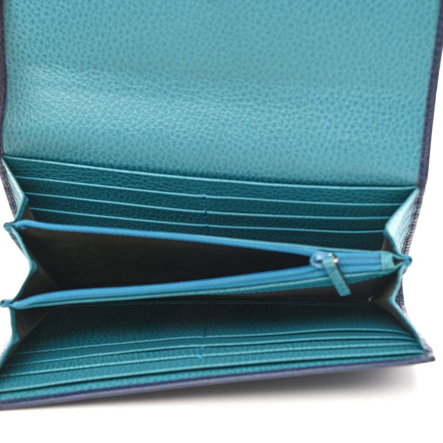 Dollar Calfskin Swing Continental Wallet Marine Deep Cobalt