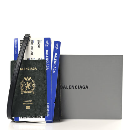 Balenciaga Textured Calfskin Passport Phone Holder Green 9 of 9