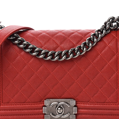 Chanel Caviar Quilted Medium Boy Flap Red 16 of 17