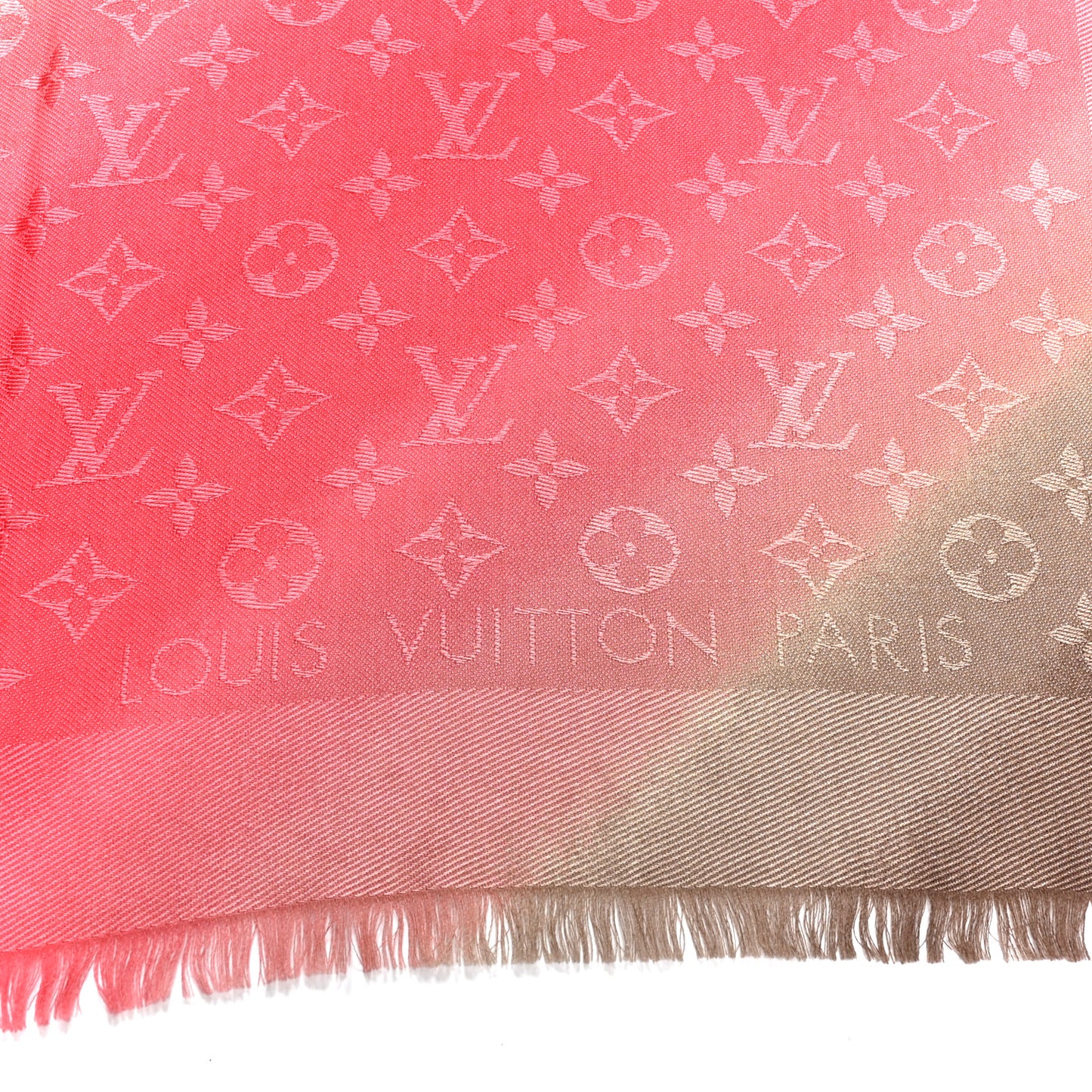 Silk Wool Monogram Tie Dye Shawl Rose