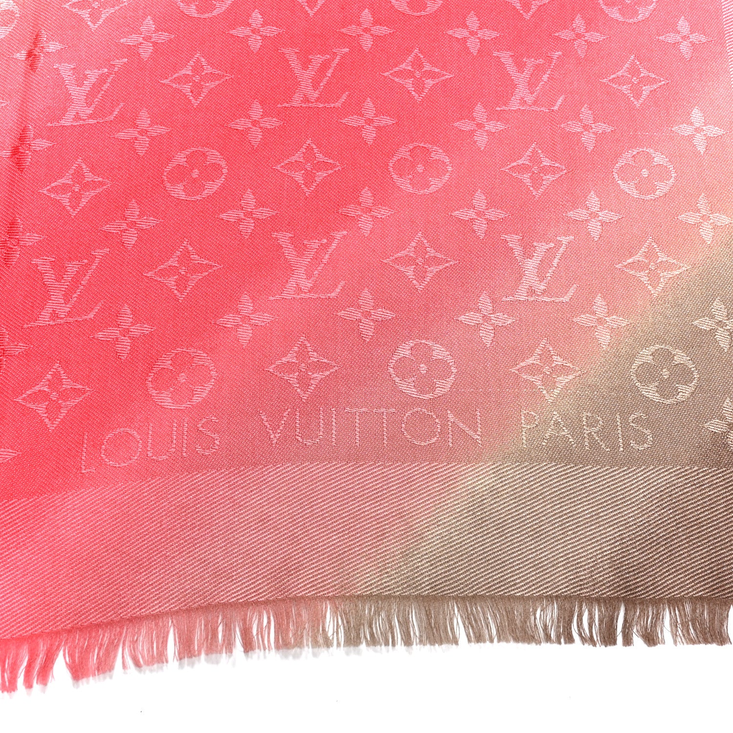 Louis Vuitton Silk Wool Monogram Tie Dye Shawl Rose 2 of 4