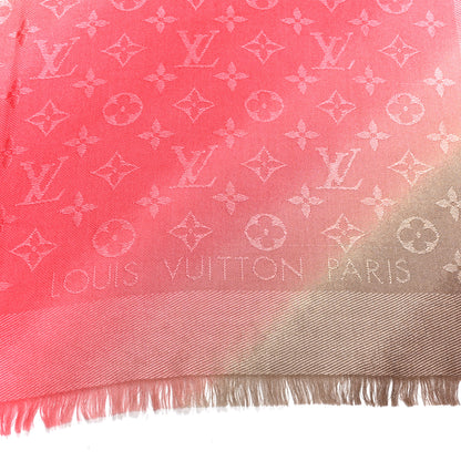 Louis Vuitton Silk Wool Monogram Tie Dye Shawl Rose 2 of 4