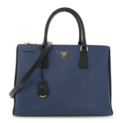 Prada Saffiano Lux Bi-Color Medium Galleria Double Zip Tote Bluette Baltico 1 of 15