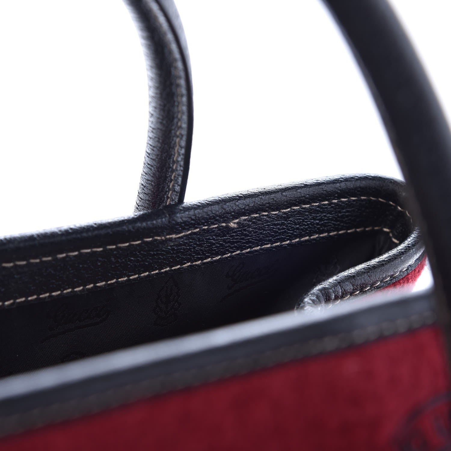 Gucci Wool Crest Embossed Tote Red Black 13 of 13