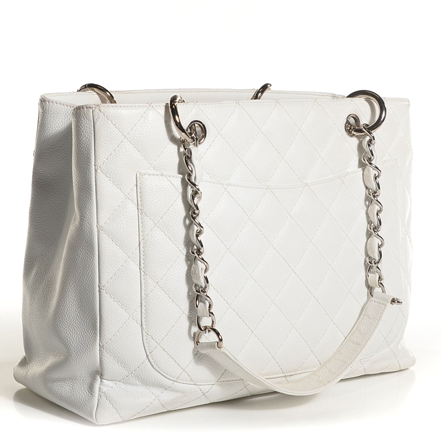 Chanel Caviar Quilted Grand Shopping Tote GST White 3 of 7