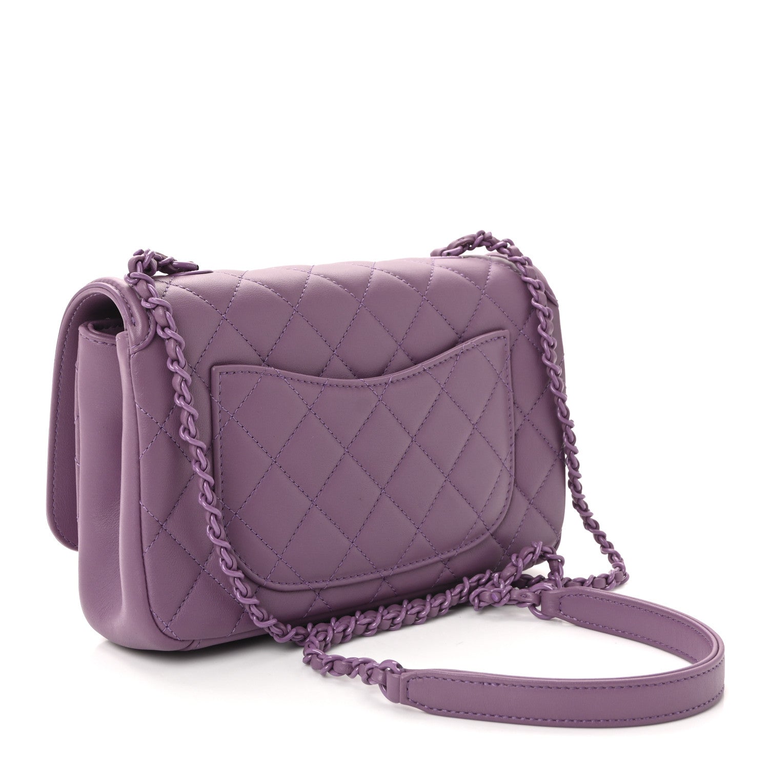 Chanel Lambskin Quilted Small CC Filigree Flap Purple 3 of 10