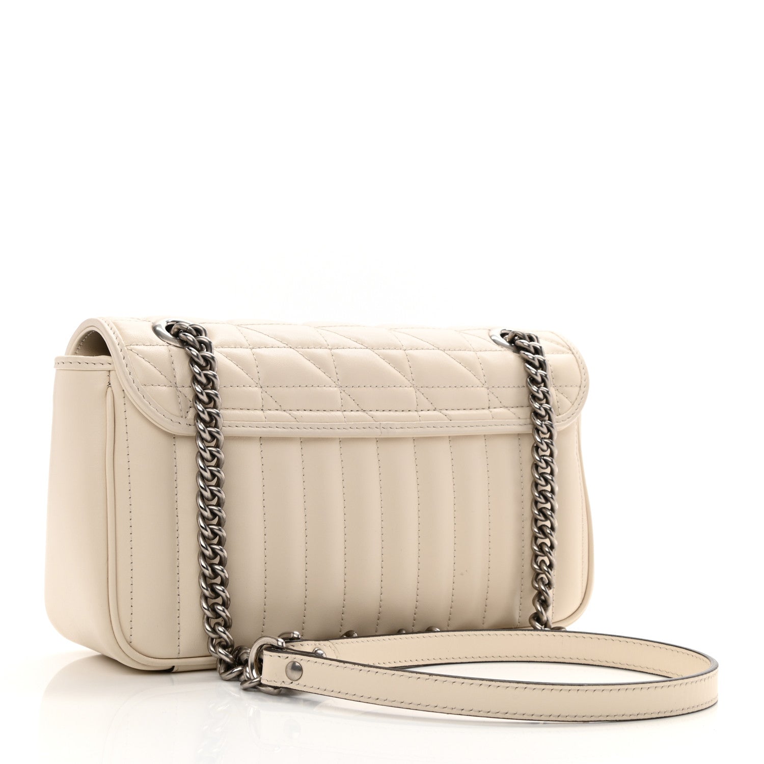 Gucci Calfskin Matelasse Aria Small GG Marmont Shoulder Bag Mystic White 3 of 8