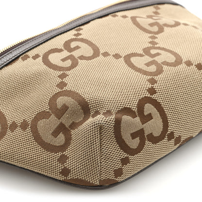 Gucci Monogram Jumbo GG Textured Dollar Calfskin Web Belt Bag Camel Ebony New Acero 8 of 9