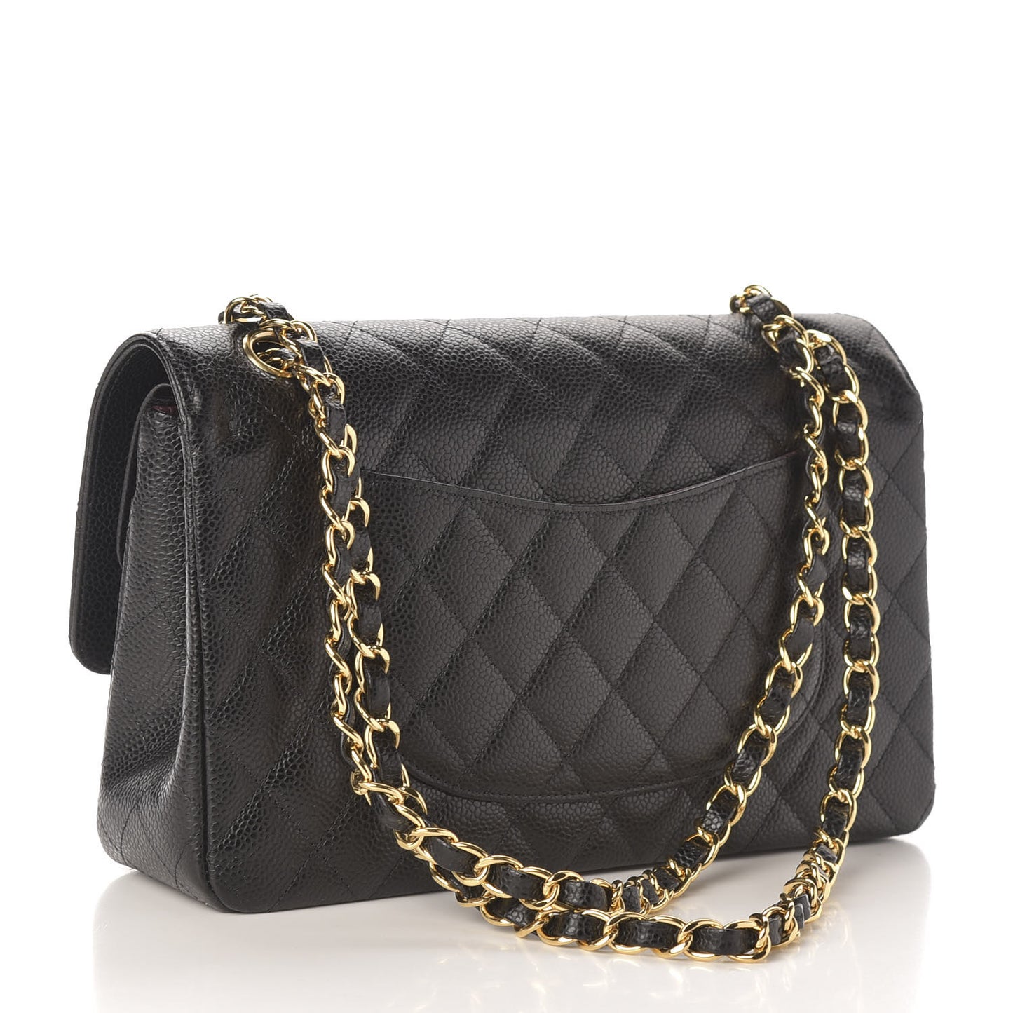 Caviar Quilted Medium Double Flap Black