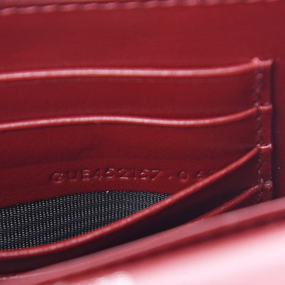Saint Laurent Calfskin Crocodile Embossed Monogram Sunset Chain Wallet Palissandre 7 of 11