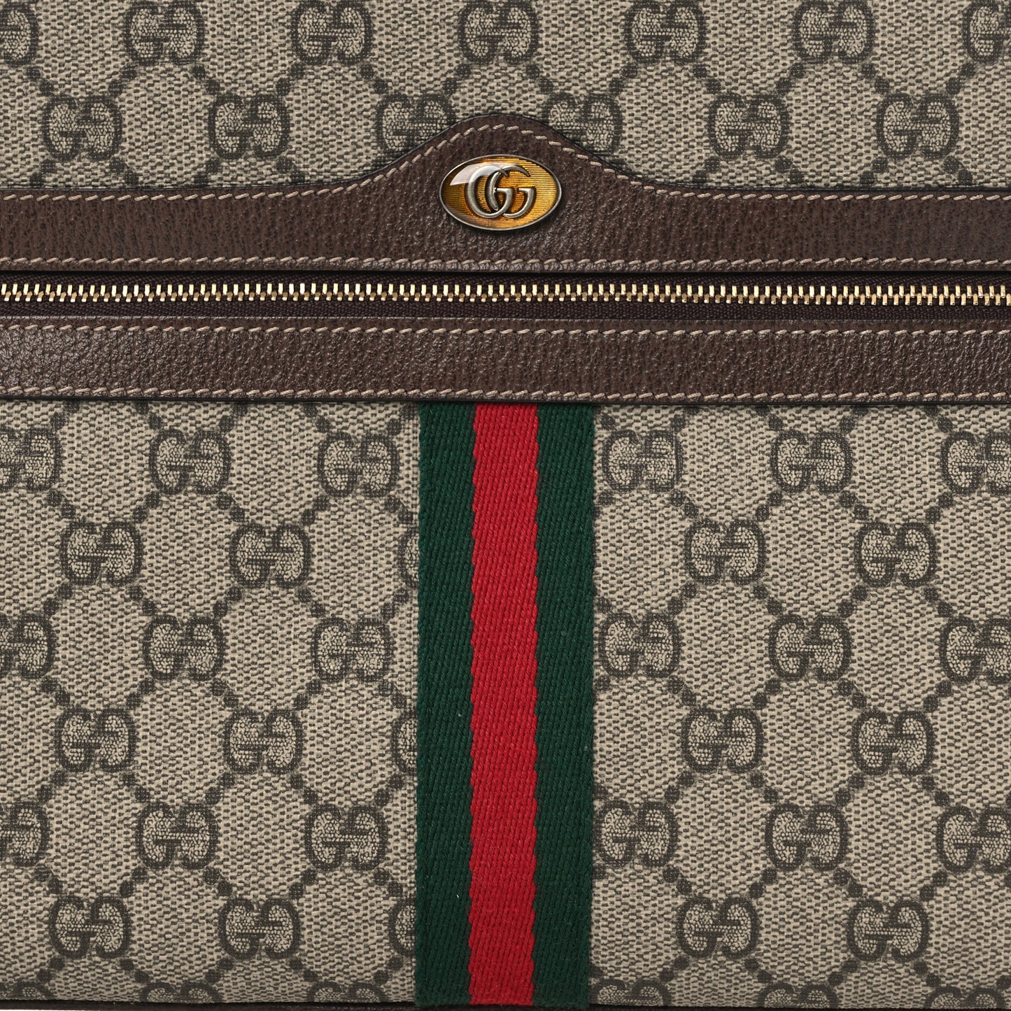 GG Supreme Monogram Large Ophidia Pouch Clutch Brown