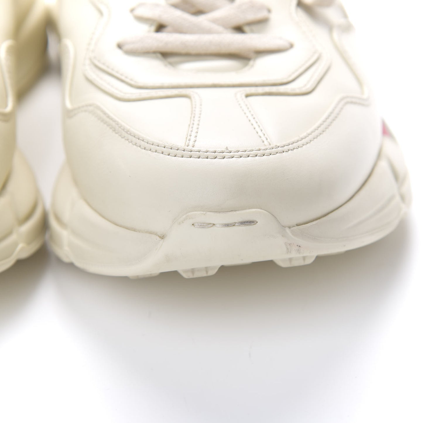 Calfskin Logo Mens Rhyton Sneakers 11 Ivory