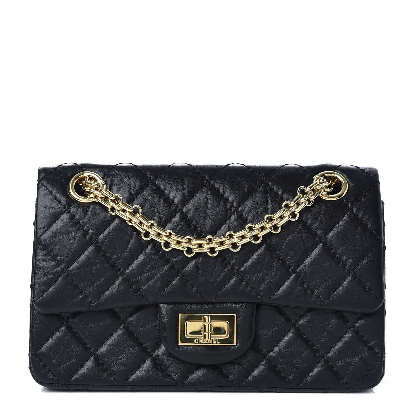 Aged Calfskin Quilted 2.55 Reissue Mini Flap Black