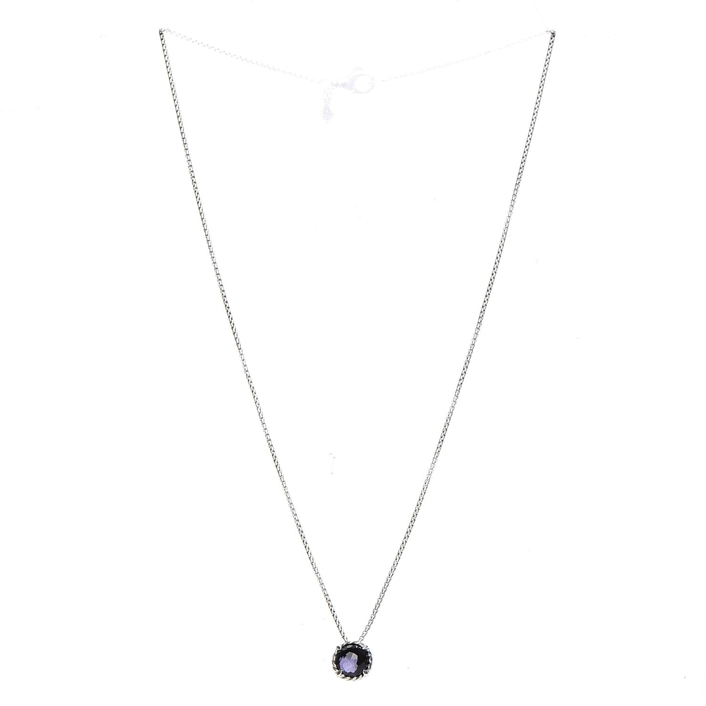 Sterling Silver Black Orchid 8mm Petite Chatelaine Pendant Necklace
