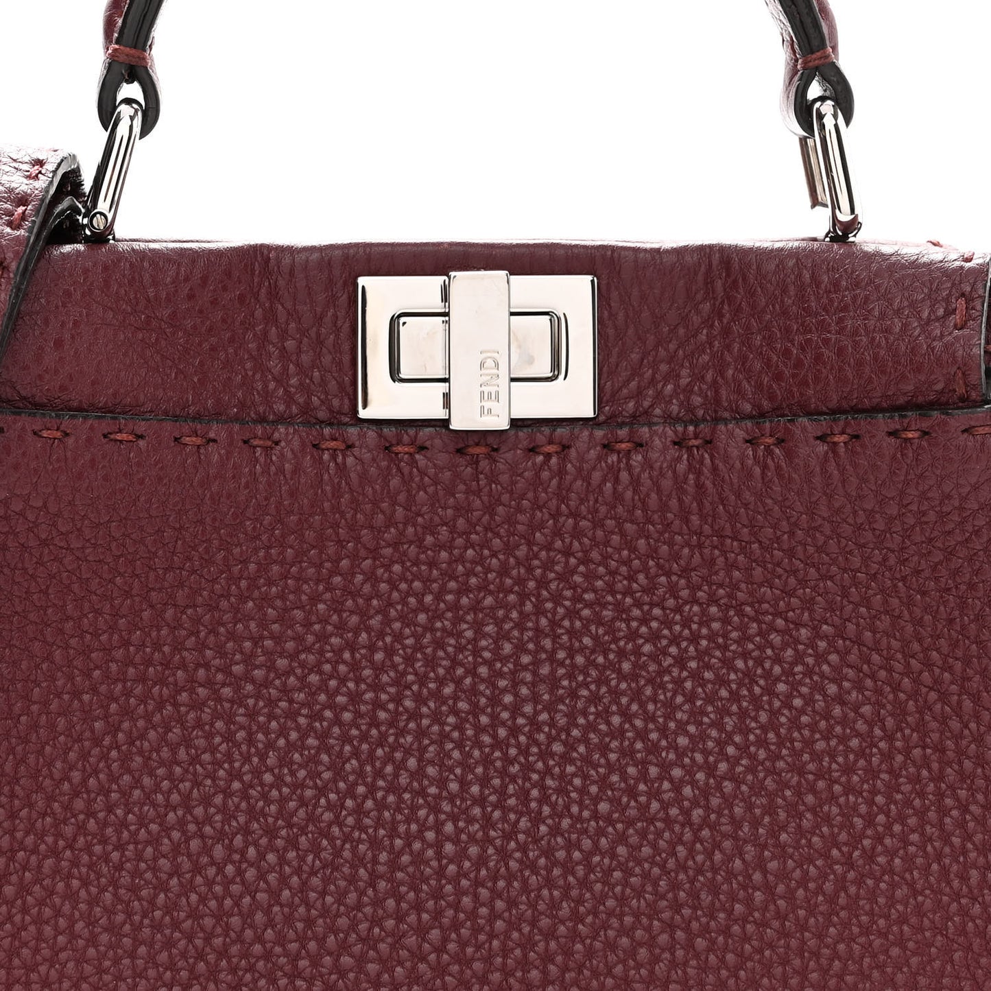 Cuoio Romano Selleria Bi-Color Mini Peekaboo Iconic Satchel Bordeaux Grigio Polvere