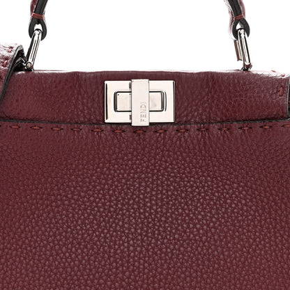 Fendi Cuoio Romano Selleria Bi-Color Mini Peekaboo Iconic Satchel Bordeaux Grigio Polvere 7 of 9