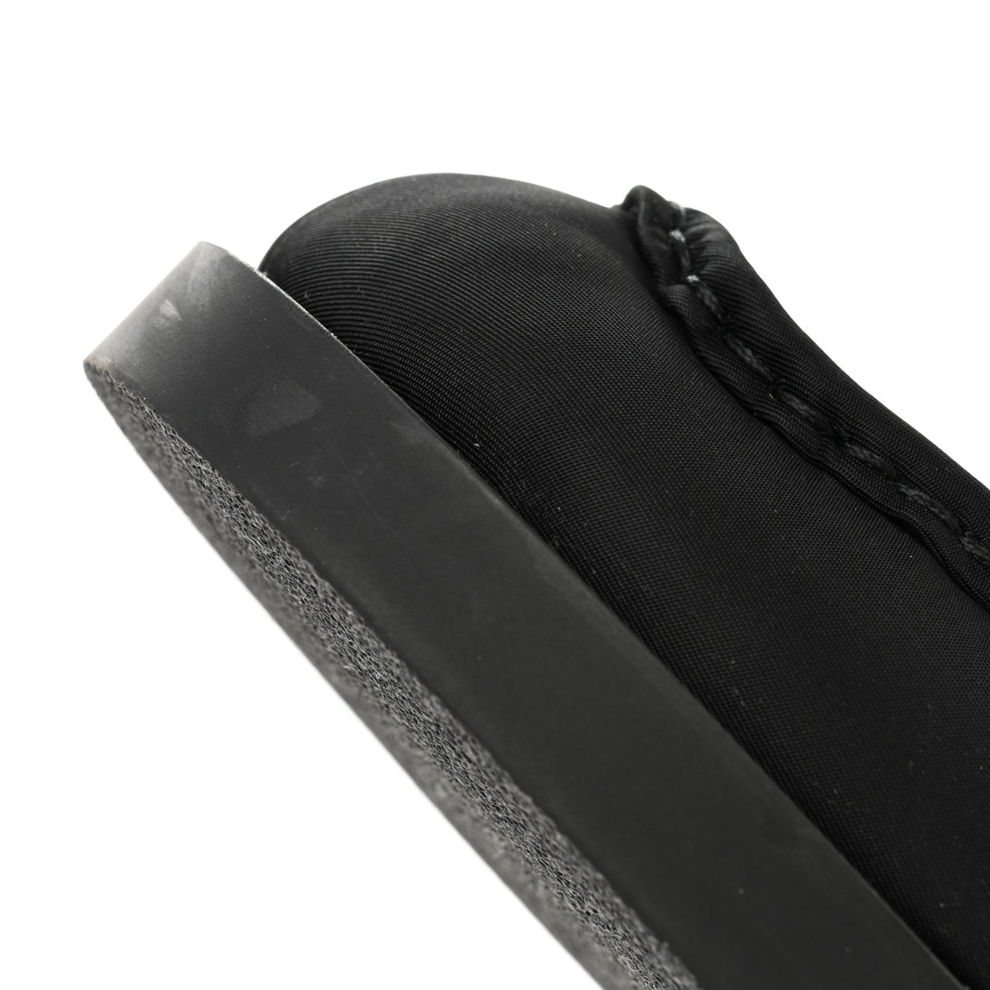 Re-Nylon Gabardine Metal Triangle Logo 40mm Loafer Mules 39.5 Black