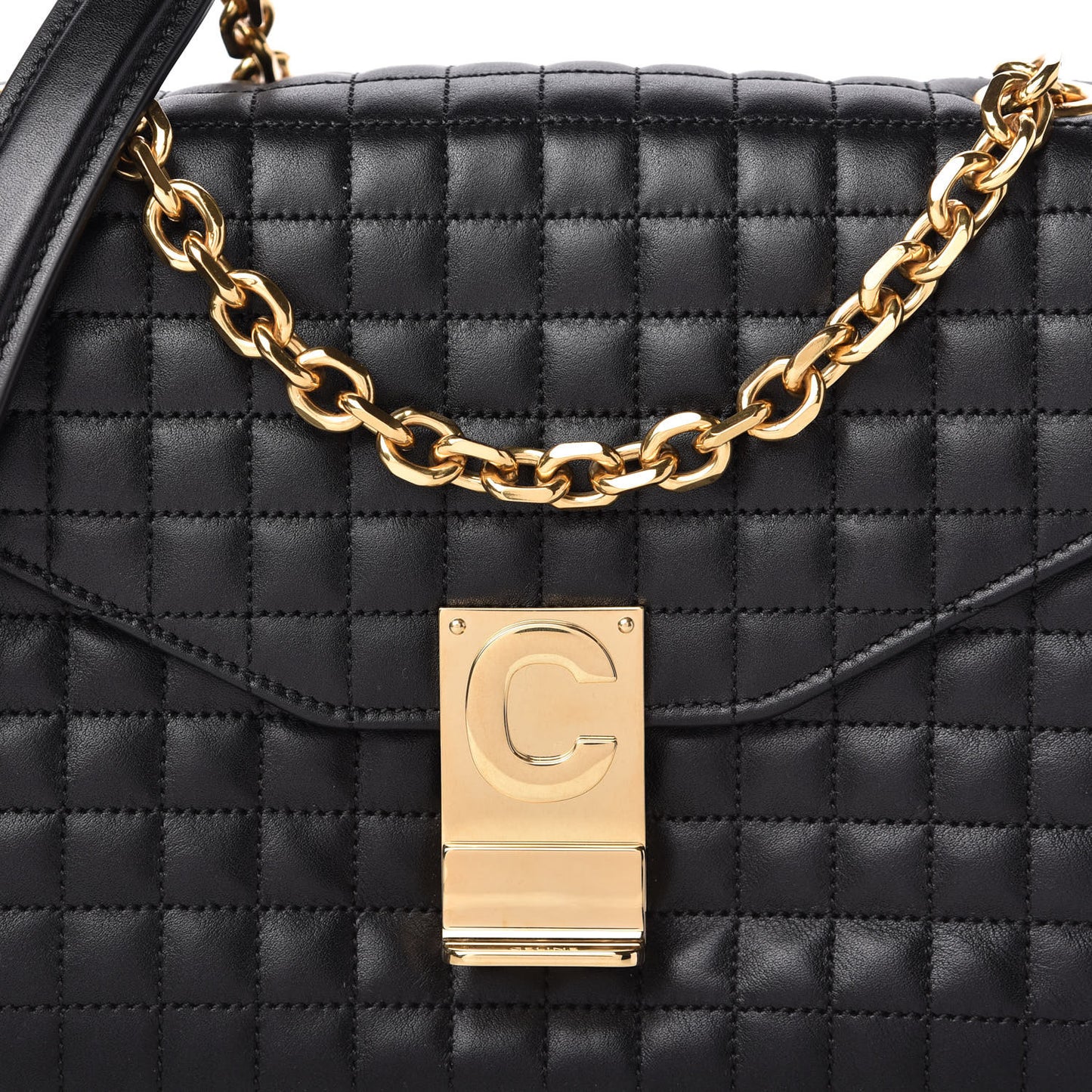 Calfskin Quilted Medium C Bag Black