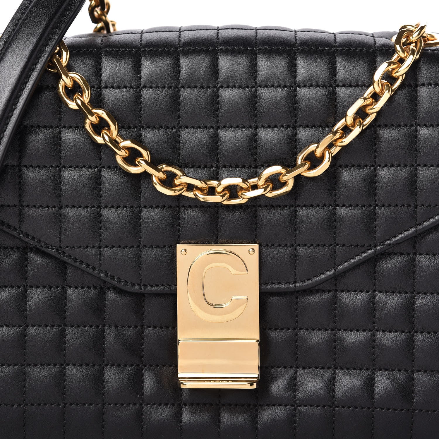Celine Calfskin Quilted Medium C Bag Black 9 of 10