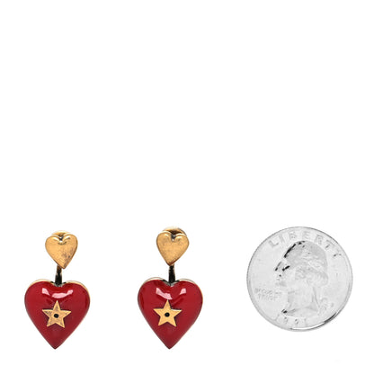 Christian Dior Heart Dioramour Earrings Gold Red 2 of 4