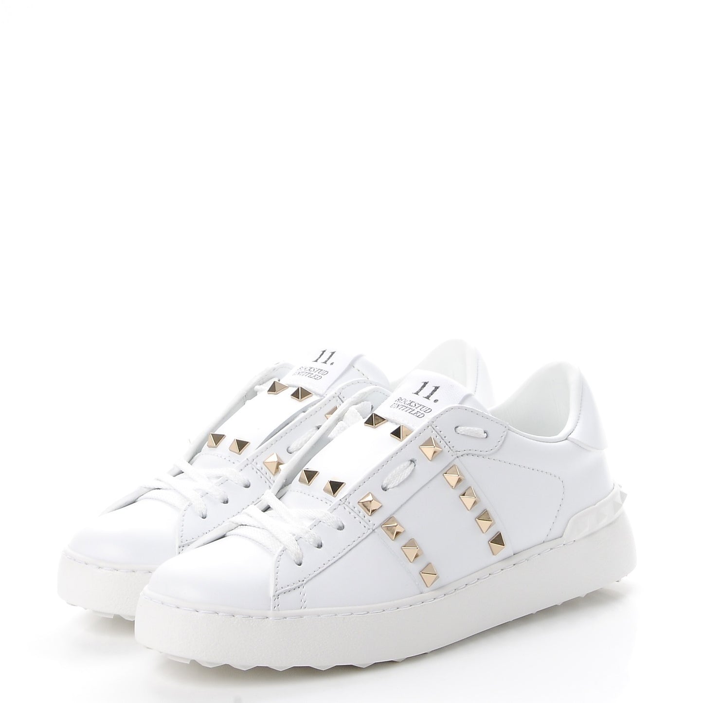 Calfskin Rockstud Untitled Open Sneakers 36.5 White