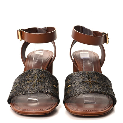 Louis Vuitton Calfskin Perforated Monogram Silhouette Sandals 40 Gold 2 of 8