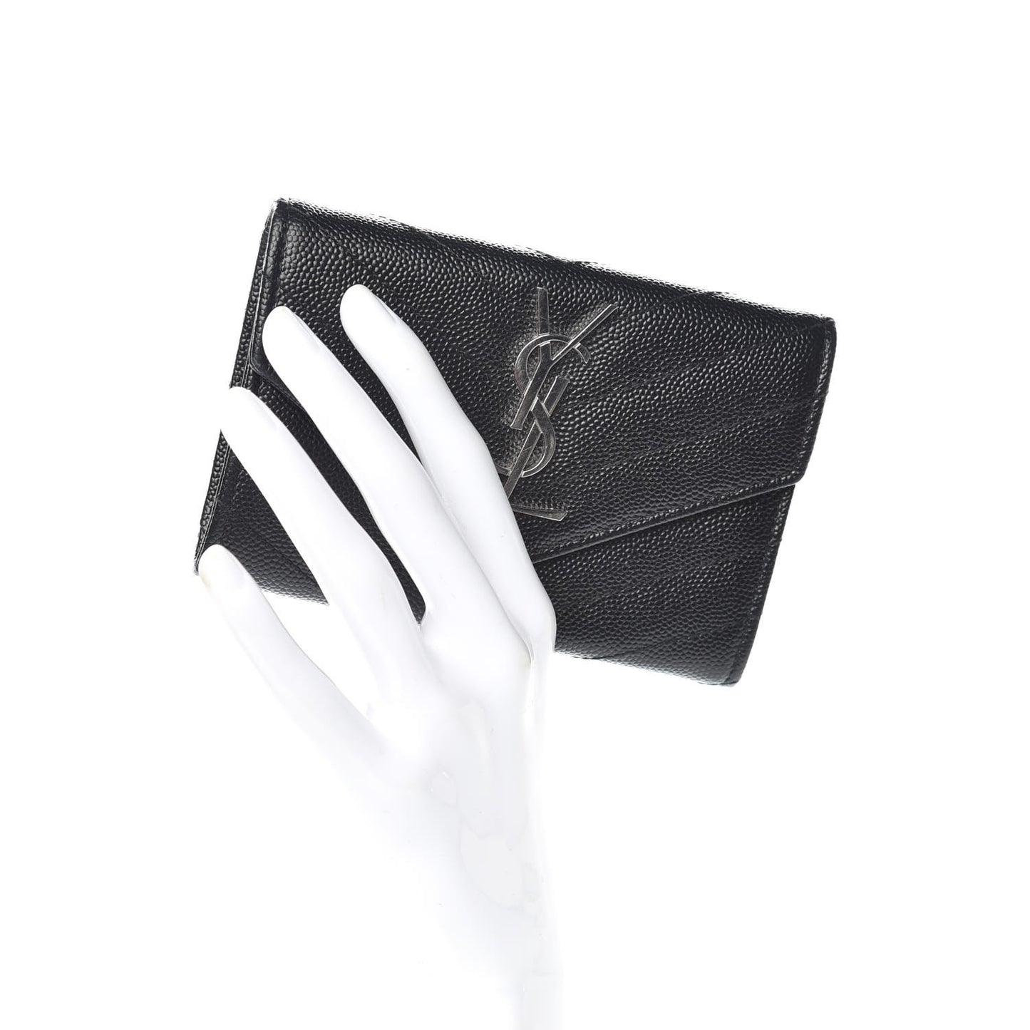 Grain De Poudre Matelasse Chevron Small Monogram Envelope Wallet Black