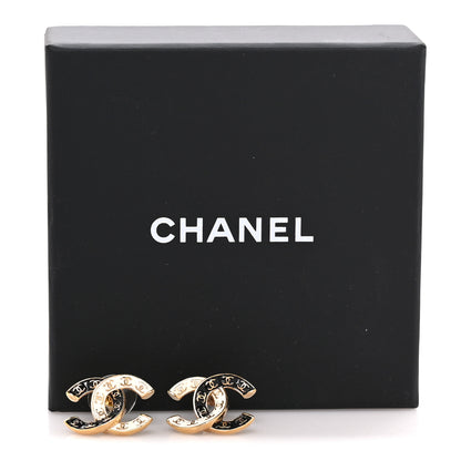 Chanel Enamel CC Logo Earrings Gold Black White 5 of 5