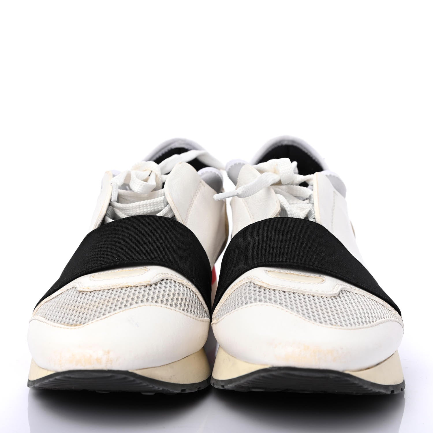 Balenciaga Mesh Calfskin Neoprene Suede Womens Race Runner Sneakers 39 White Black Gris 2 of 4