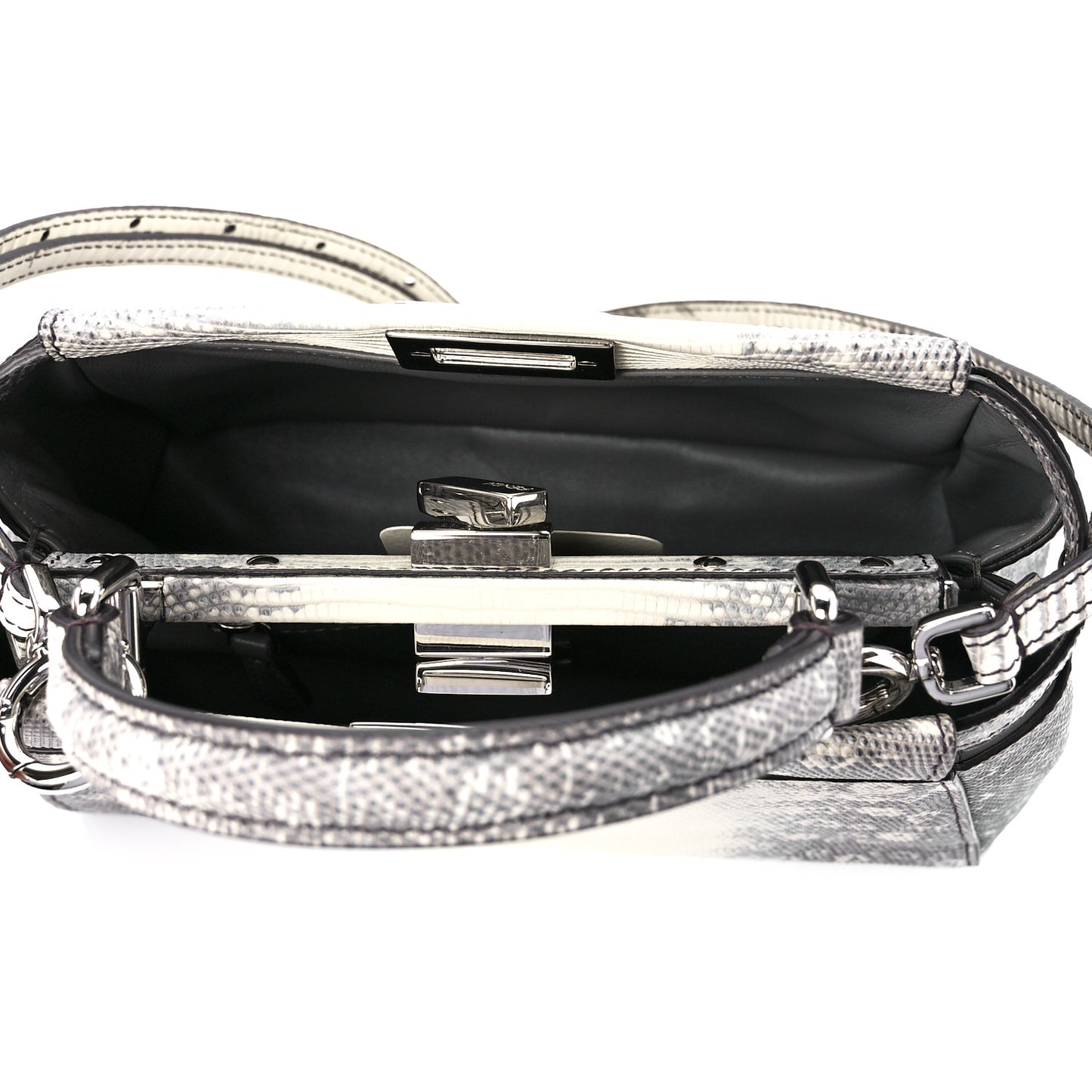 Lizard Togo Shiny Nappa Mini Peekaboo Iconic Satchel Roccia