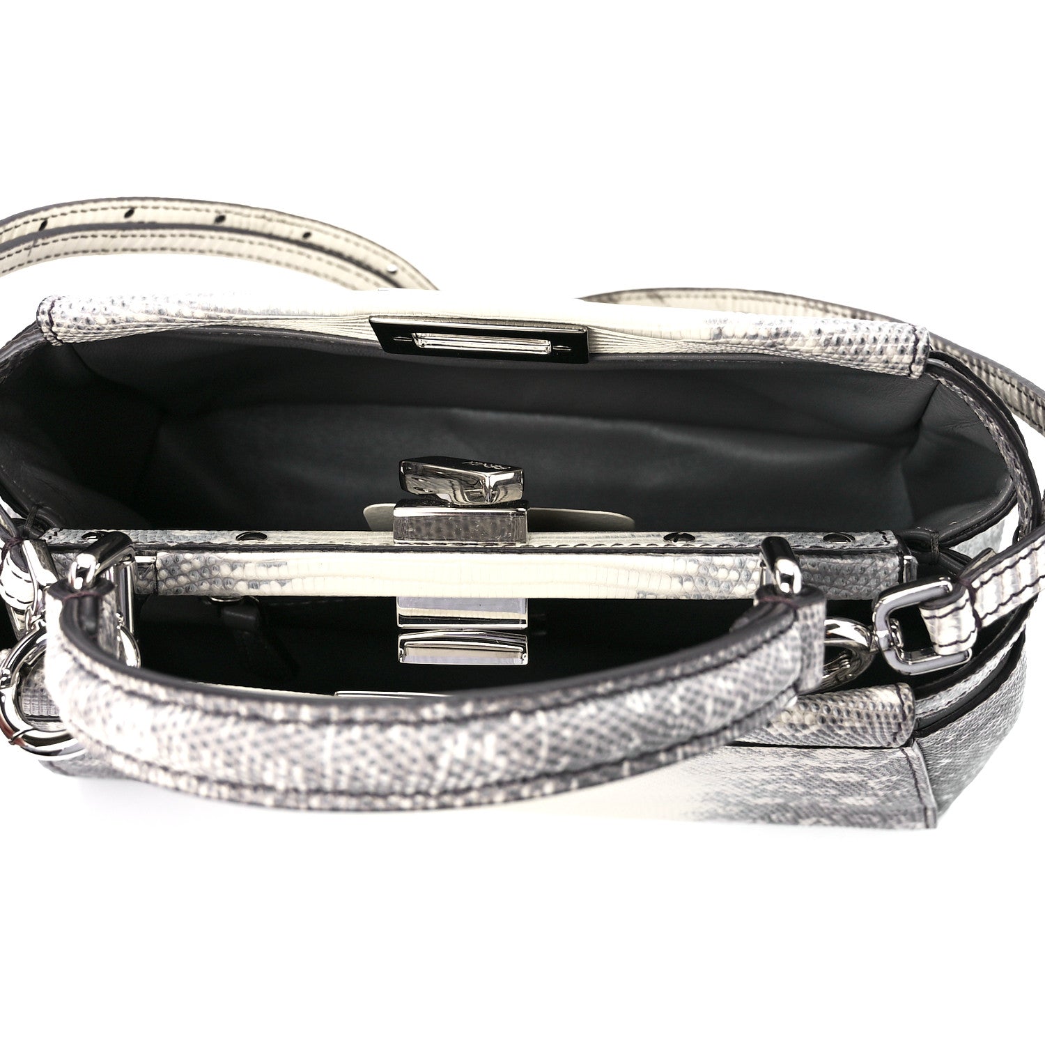 Fendi Lizard Togo Shiny Nappa Mini Peekaboo Iconic Satchel Roccia 5 of 11