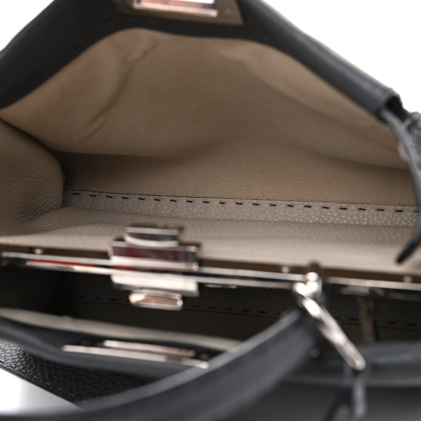 Cuoio Romano Selleria Bi-Color Medium Peekaboo Iconic Satchel Asfalto Latte