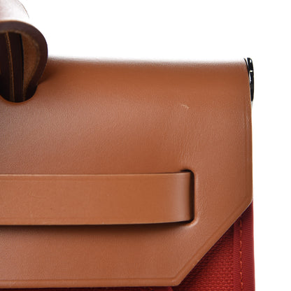 Hermes Vache Hunter Toile Herbag Zip 31 PM Rouge Tomate Natural 13 of 14