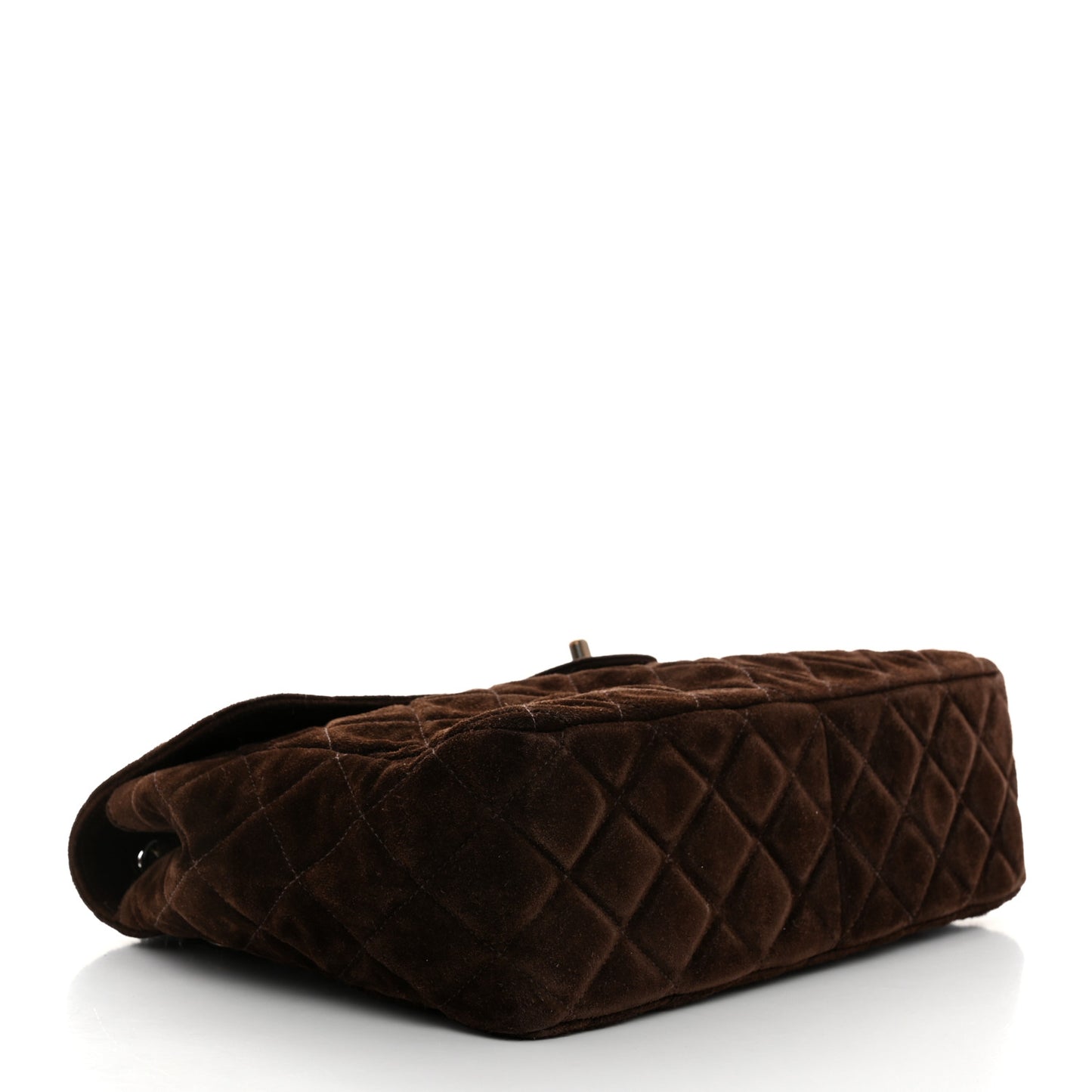 Suede Quilted Jumbo Single Flap Brown