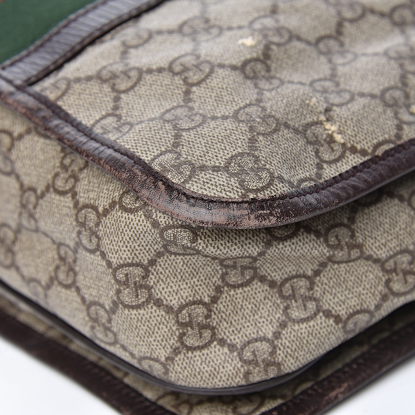 GG Plus Monogram Web Large Flap Messenger Bag Beige Dark Brown