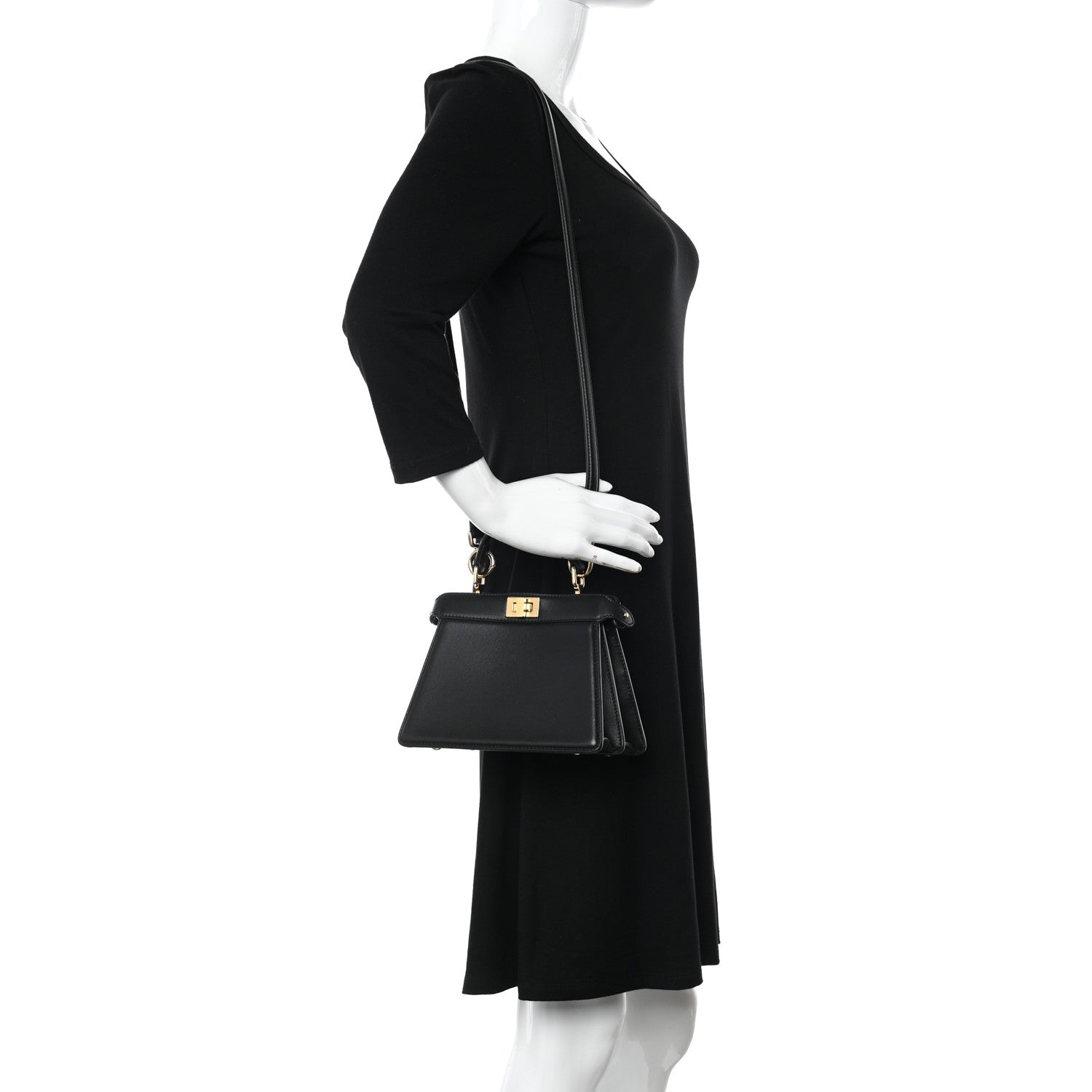 Fendi Shiny Nappa Petite Peekaboo I SEE U Satchel Black 2 of 13