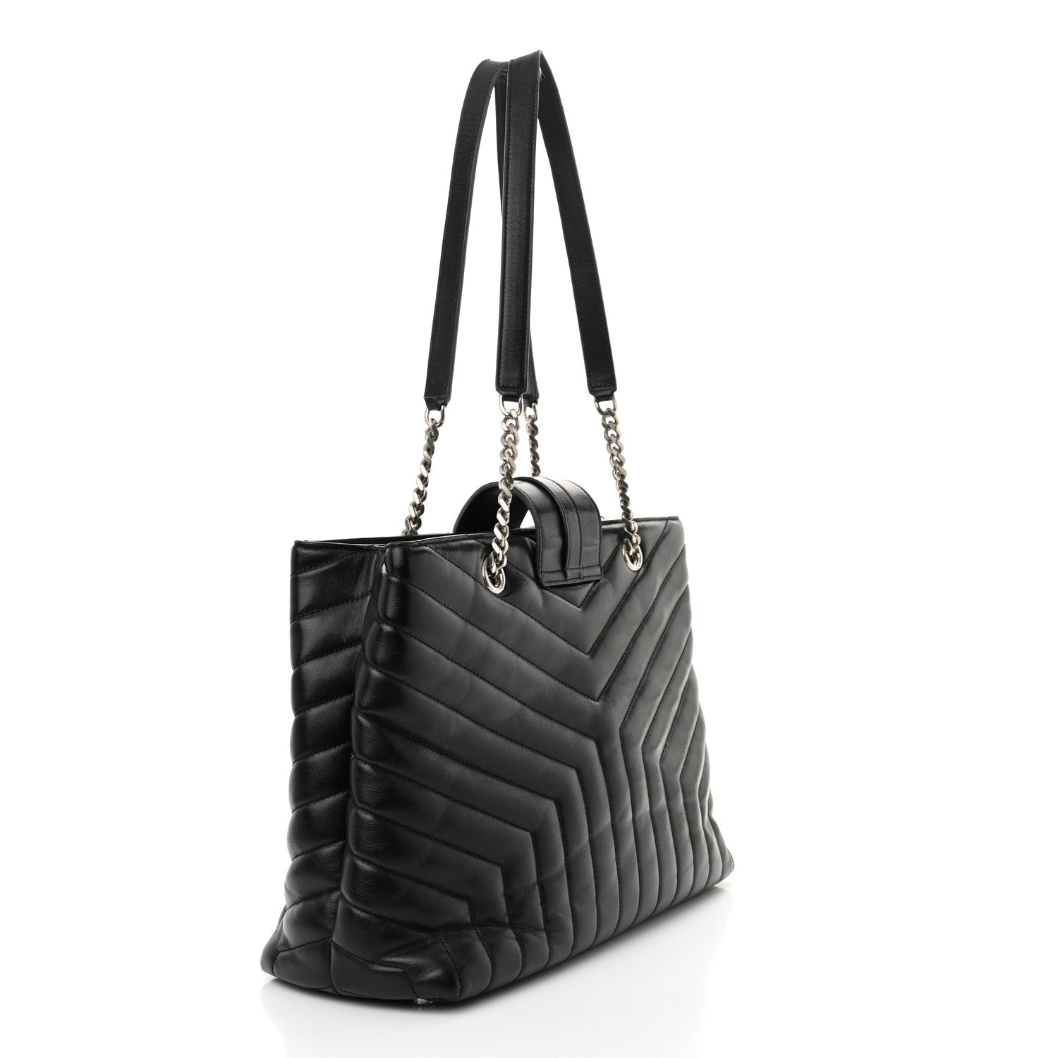 Saint Laurent Calfskin Y Quilted Monogram Large Loulou Shopper Black 3 of 14