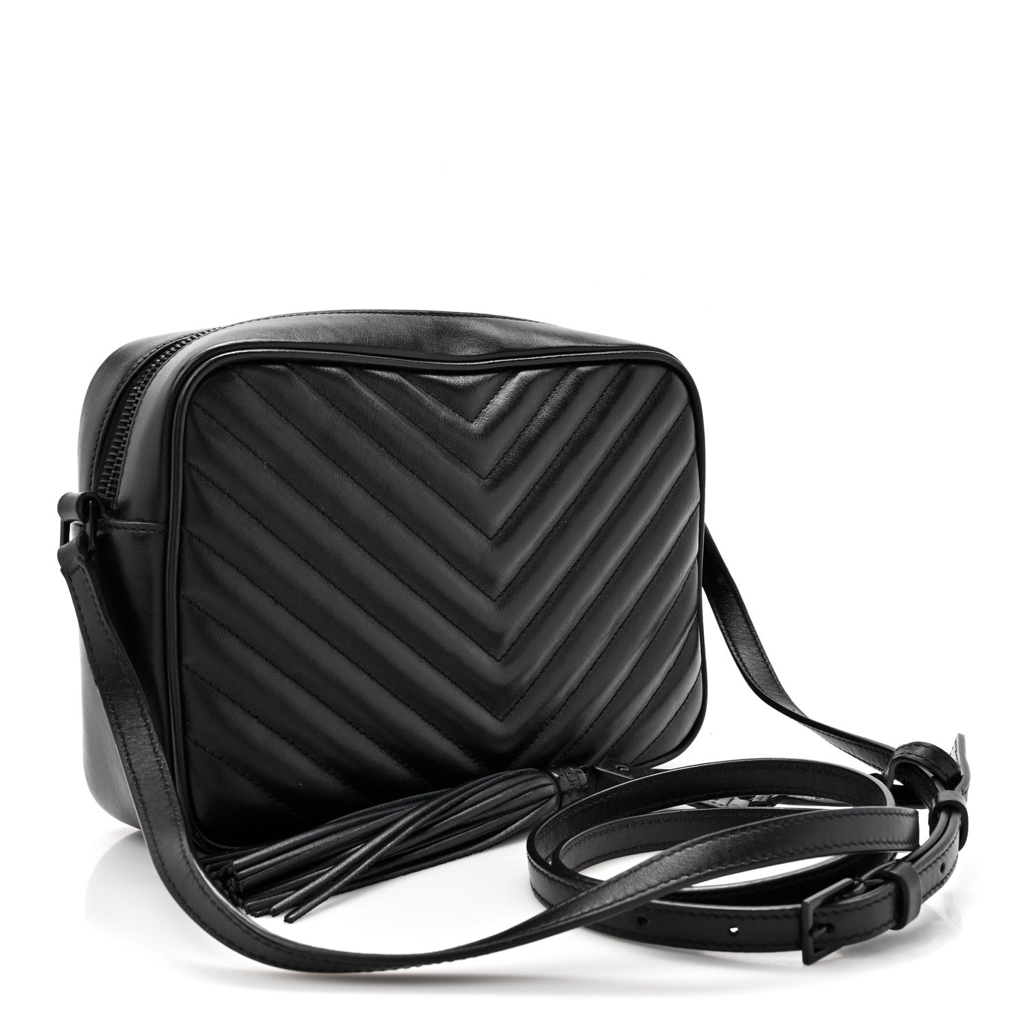 Saint Laurent Calfskin Matelasse Monogram Monochrome Lou Camera Bag Black 3 of 13