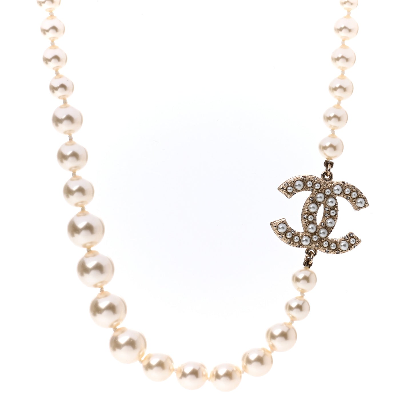 Pearl CC 100th Anniversary Necklace Light Gold