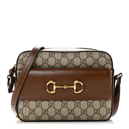 Gucci GG Supreme Monogram Small Horsebit 1955 Shoulder Bag Beige Brown Sugar 1 of 9