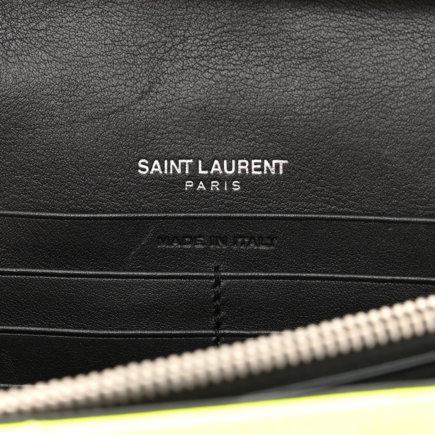 Patent Grain De Poudre Matelasse Chevron Monogram Chain Wallet Neon Yellow