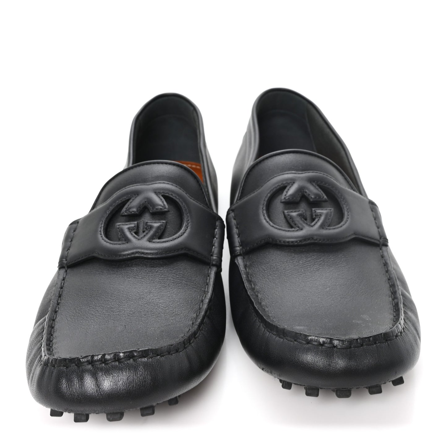 Soft Clove Calfskin Monochrome Mens Interlocking G Driver Loafers 11 Black