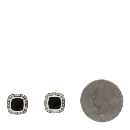 David Yurman Sterling Silver Diamond Black Onyx 7mm Albion Earrings 2 of 4