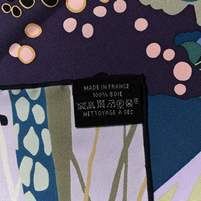 Hermes Silk En Liberte Scarf 90 Aubergine Vert Multicolore 5 of 5