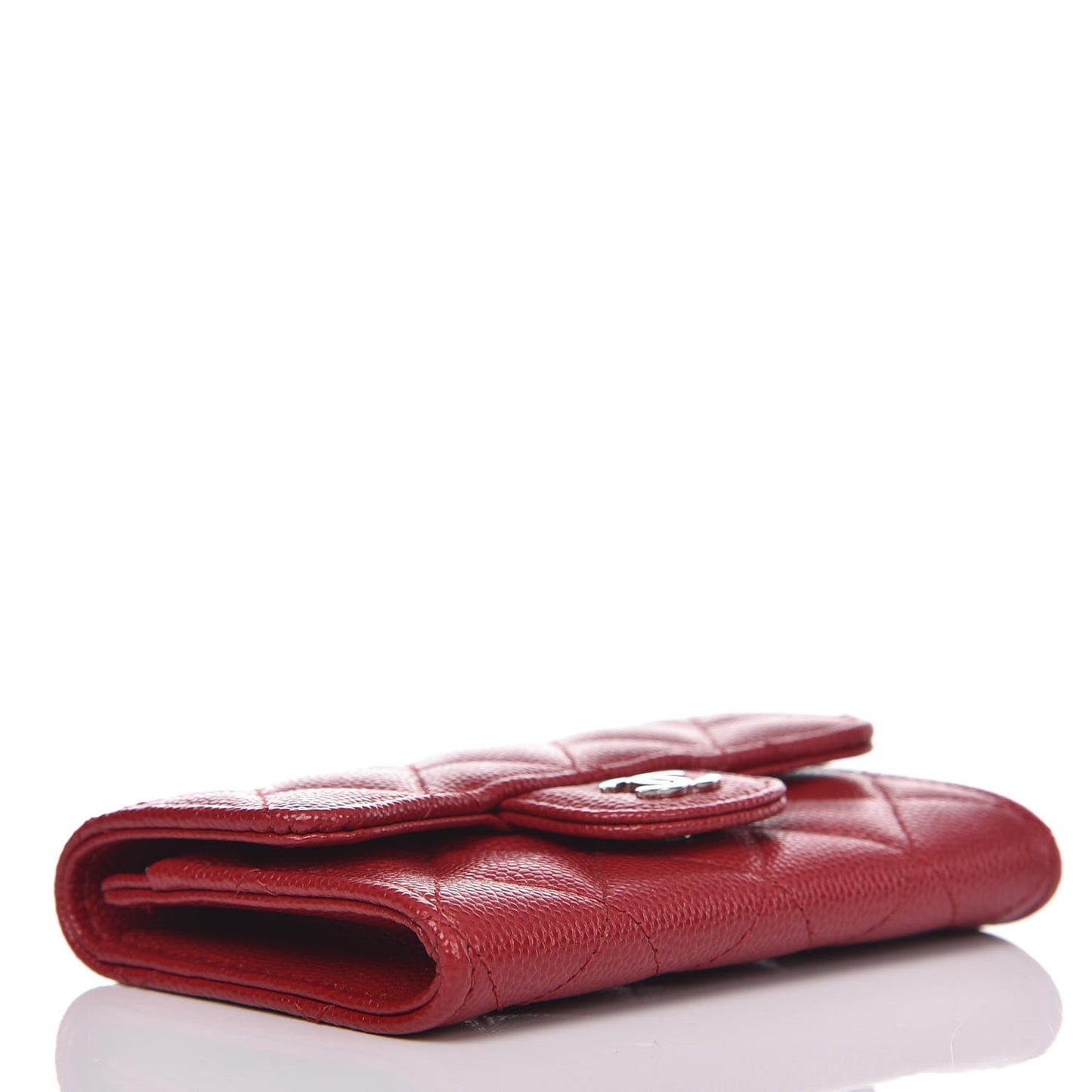 Caviar Quilted Flap Card Holder Red