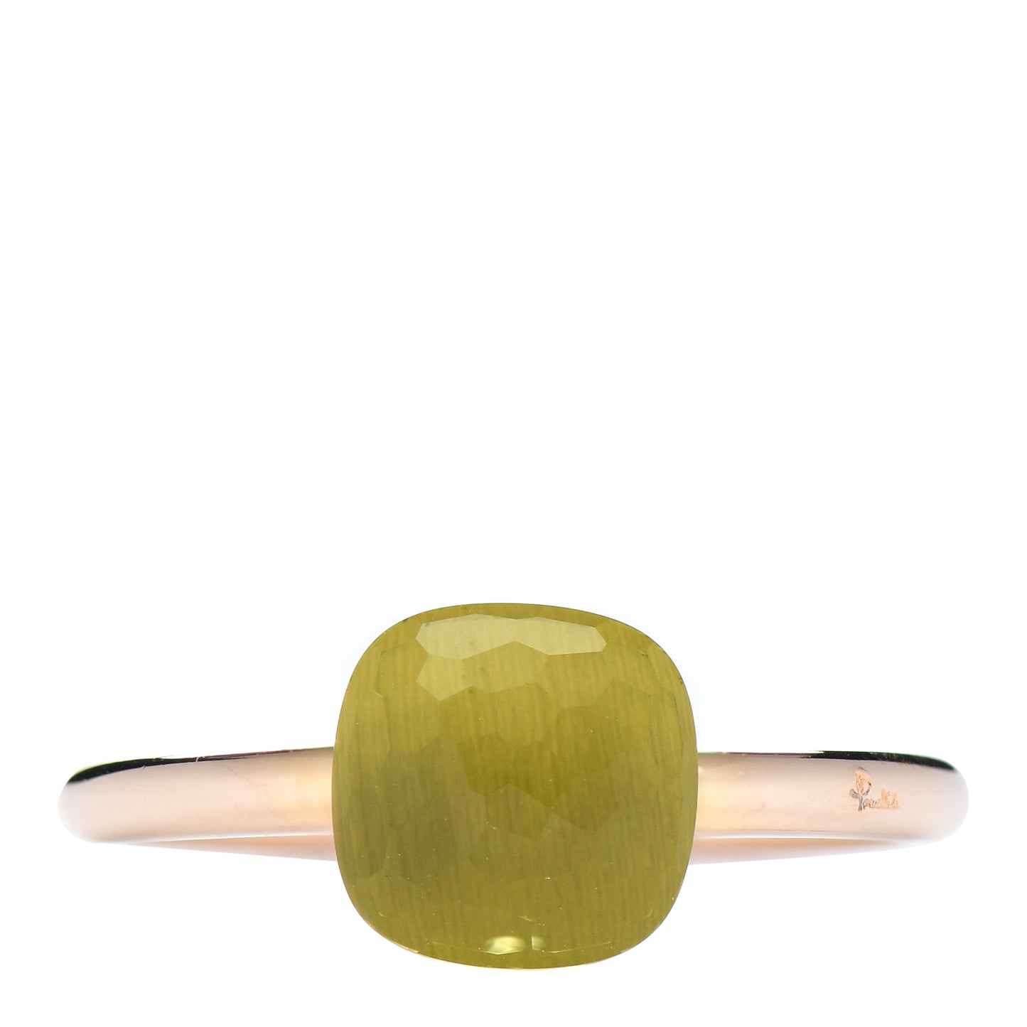 18K Rose Gold Lemon Quartz Petit Nudo Ring 57 8