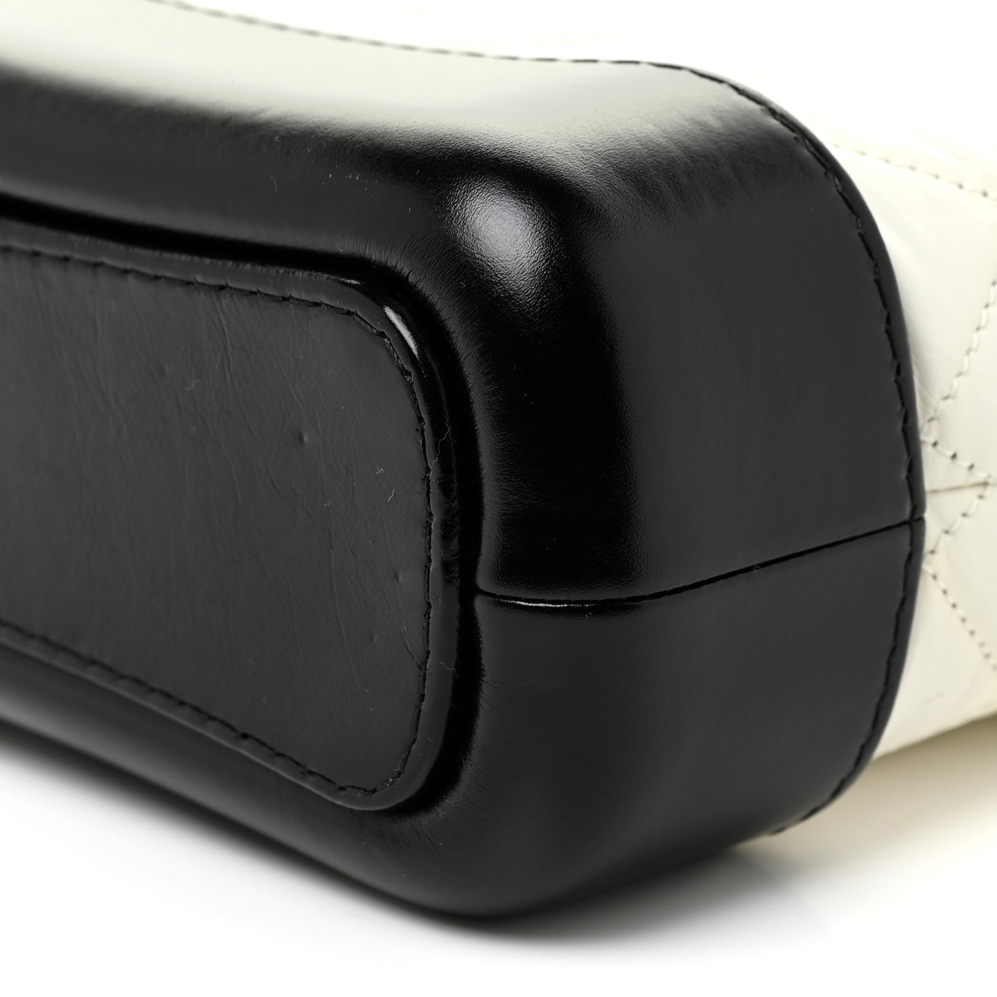Aged Calfskin Quilted Small Gabrielle Hobo Black White