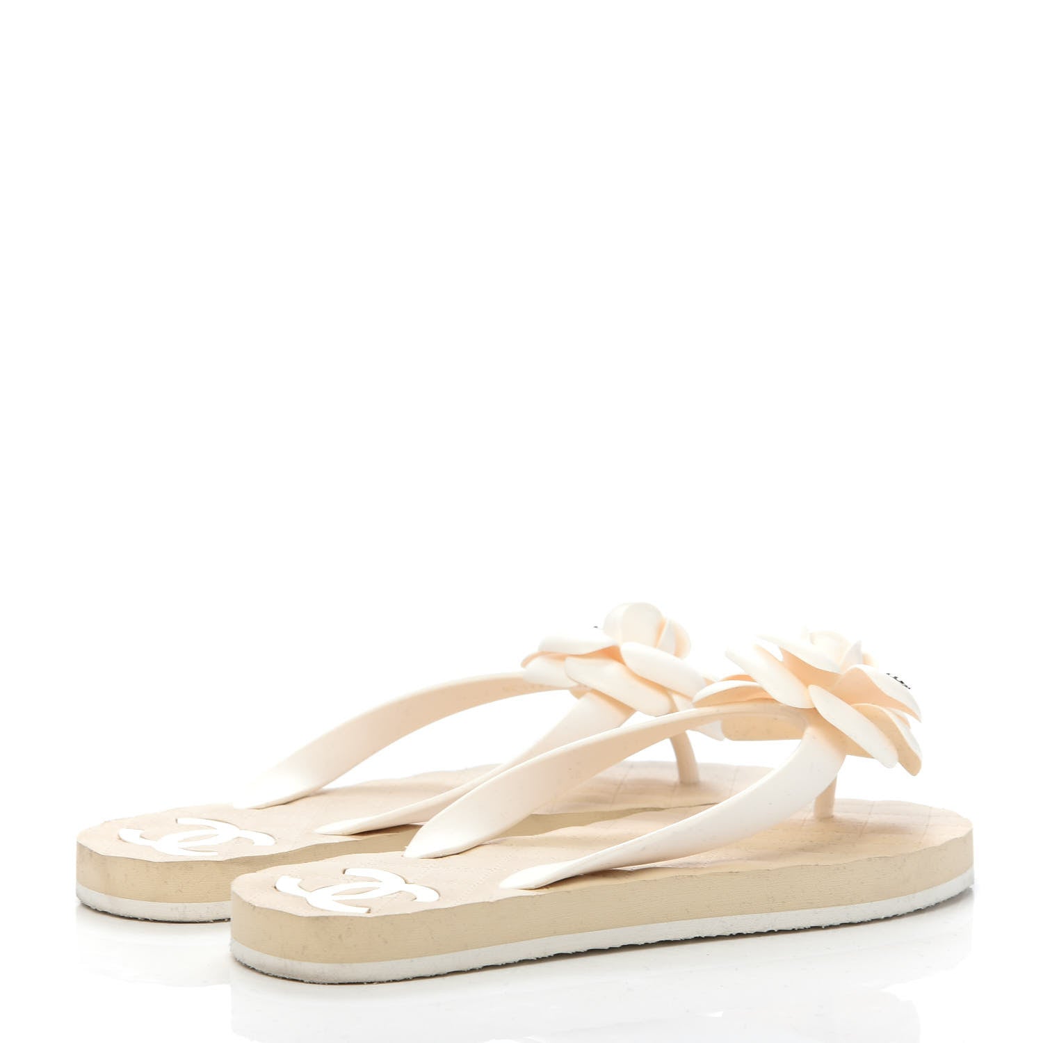 Chanel PVC Camellia Thong Sandals 36 Ivory 4 of 8