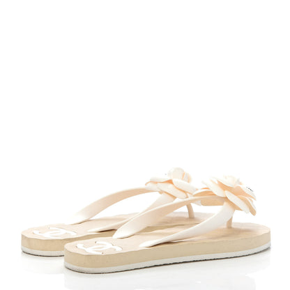 Chanel PVC Camellia Thong Sandals 36 Ivory 4 of 8